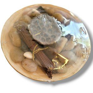 Zen Garden Rocks and Incense in Wooden Bowl Home Decor  DH633